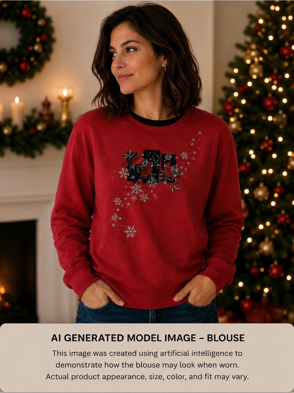Trilogy by Morning Sun Cardinal grandma core Christmas Sweatshirt Red Black